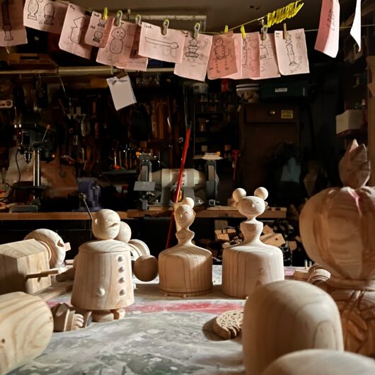 Zeel panto characters in wood before painting